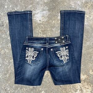 Miss Me Rhinestone Studded Flare Jeans